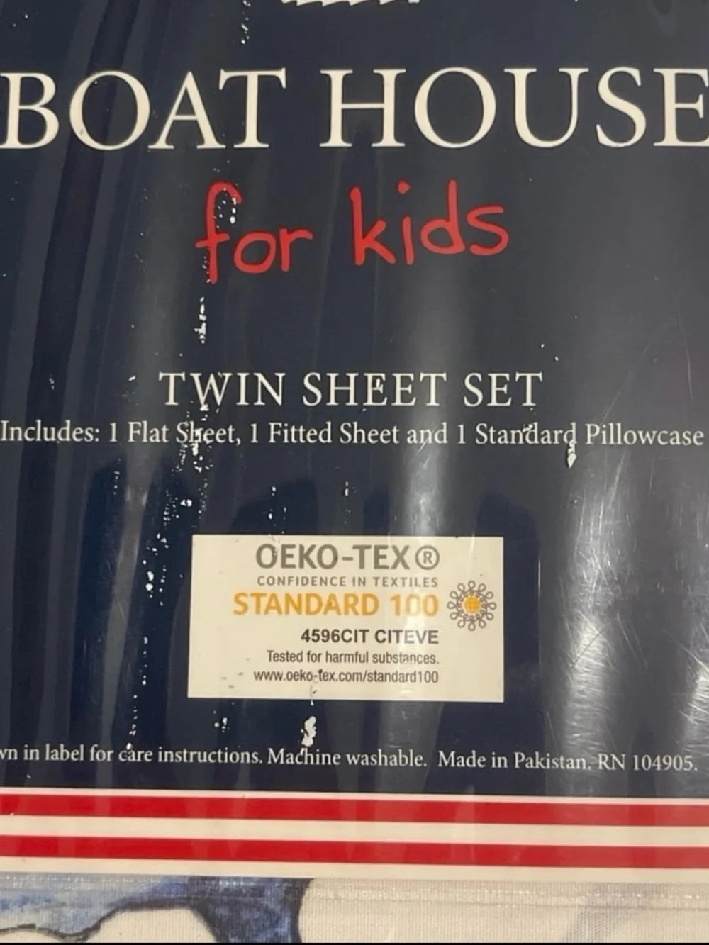 BOAT HOUSE for Kids Blue Shark Twin Sheet Set New. 100% cotton